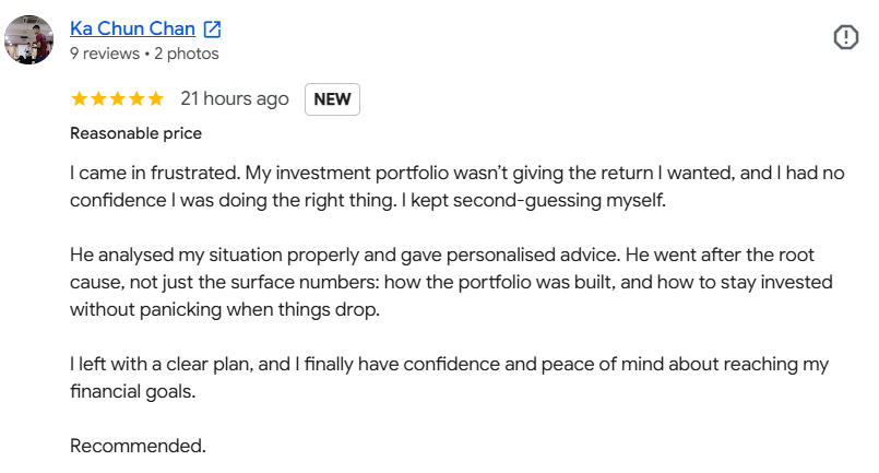 Chan Ka Chun Google Review of cf lieu
